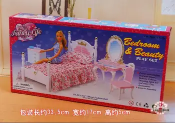 Za barbie posteljo in Spalnica Pohištvo dodatki set Princesa posteljo toaletno mizico kabinet Lutke in Spalnica Pohištvo