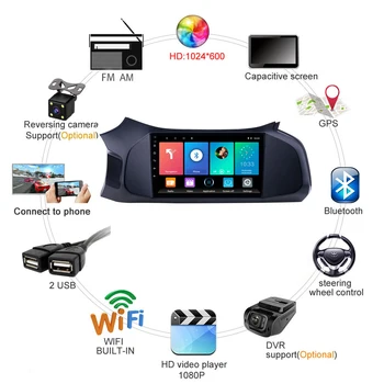 Za Chevrolet Onix 2012-2019 2 Din avtoradio Android 8.1 9 palčni zaslon na Dotik, GPS Navigacija Multimedia Player