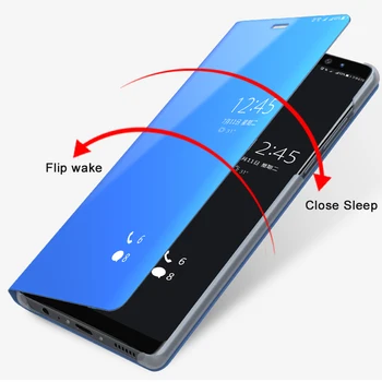 Za Samsung Galaxy Opomba 5 V Primeru Zajema Luksuzni Flip Smart Magnetizem Ogledalo Stojalo Telefon Nazaj Lupini sFor Samsung Opomba 5 Coque Fundas