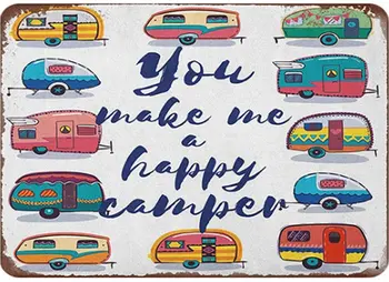 Zabavno Original Retro Design Karavana Tin Kovine Znaki Wall Art|Vaše, Da Me Happy Camper|Debel Tinplate Natisni Plakat Steno
