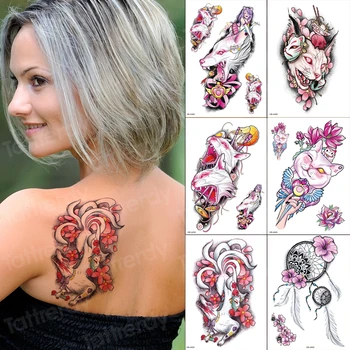 Začasni Tattoo Nalepke velikosti 6pcs/veliko body art cvet Mesečini Mačka vode Prenesti Ponaredek Tatoo Flash tatto za ženske, moške