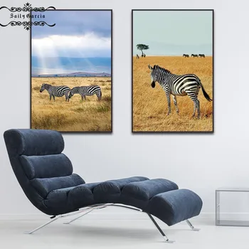 Zebra Platno Slikarstvo Naravne Kulise Divje Živali Savane Plakat Wall Art Slike za Sodoben Dom Dnevna Soba Cuadros Dekor