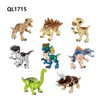 Zelena Triceratops gradniki Modra Velik Dinozaver Številke Divji Sivi in Srebrni Tyrannosaurus Za Otroke, Igrače QL1715