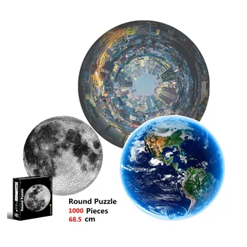 Zemlja Puzzle 1000 Kosov, za Odrasle Velike 68.5*68.5 CM Luna Uganke Visoko Težave Okrogla Uganke Planet Puzzle 1000 kosov Odraslih Otrok Gi