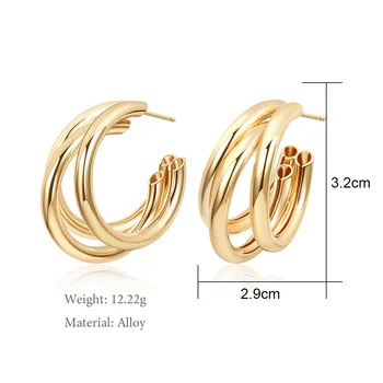 Zlati Big hoop Uhani korejski Geometrijo Kovinsko Zlata, Uhani Za ženske Ženski Retro Spusti Uhani 2020 Trend Modni Nakit