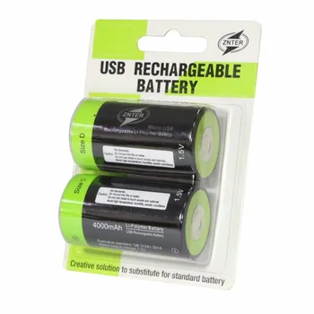 ZNTER 1,5 V Baterija 4000 mah Micro USB Polnilne Baterije D Lipo LR20 Baterije Za RC Fotoaparat Brnenje Pribor brezplačna dostava