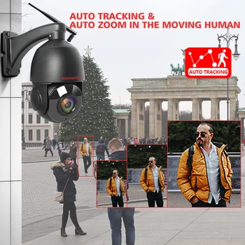 Zunanja IP Kamera, WIFI, 5MP 4g kartice Sim AI Auto Tracking 30X Zoom Brezžični PTZ Speed Dome CCTV Kamere dvosmerni Audio IR 80 Camhi