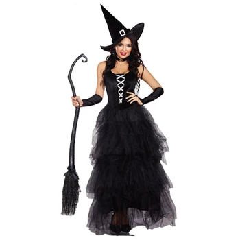 Čarovnice Kostum trnuljčica Maleficent noč Čarovnic Čarovnica Modno Obleko za Ženske