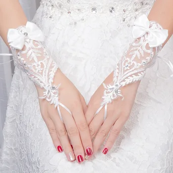 Čipke Umetni biseri, Poročne rokavice, Nevesta, Poročne rokavice, poročni dodatki guantes novia gants mariage