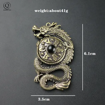 Čisti Medenina Flying Dragon Obračanje Tibera Šest Znakov Mantra Keychain Retro Baker Visi Avto Obeskom Za Ključe Obesek Ornament