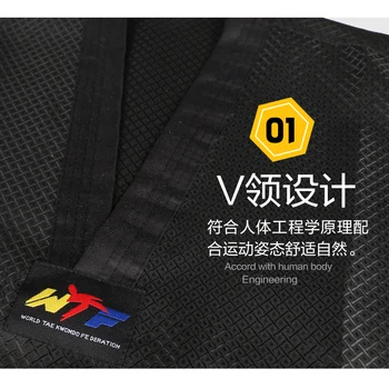 Črna taekwondo enotno taekwondo dobok wtf taekwondo oblačila dobok enotnega pasu dobok taekwondo brezplačna dostava