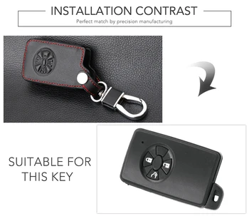 Črno Usnje Tipko Primeru Keychain 3 Gumb Smart Remote Key Lupini Fob Za Toyota RAV4 Vitz Ractis Avto Ključ Pokrov
