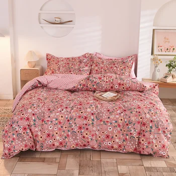 Ženska moda cvetlični posteljnina nabor rjuhe kritje + ravno list + prevleke Doma posteljnina 2/3/4/5pcs