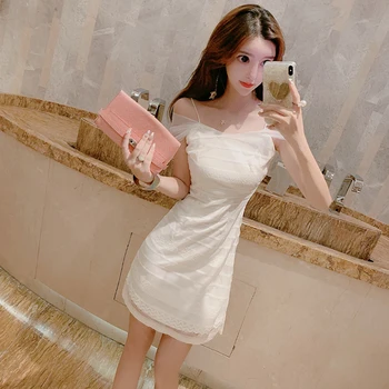 Ženske Francoski Eleganten Čipke Princesa Večerna Obleka Za Nočni Klub Bar Seksi Slim Ples Mini Krilo Letnik Korejski Modni Stil Vestidos