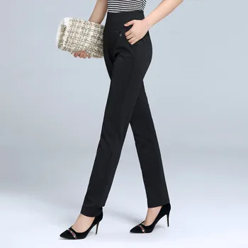 Ženske Hlače 2020 Spomladi Pade Naravnost Hlače Slim Priložnostne Ženski Stretch Hlače črne modni Jeans urad Hlače 4XL 6xL