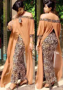 Ženske Off Ramenski Dolgo Ohlapno Obleko Natisnjeni Leopard Svoboden Afriške Ženske Praznovanje Stranka Maxi Praznovanje Dogodek Oblačilih, Novo Vestidos