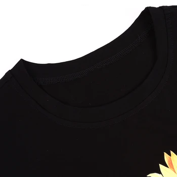Ženske Usmerjanje Lobanja, Sončnično majica s kratkimi rokavi Ženske Letnik T-Shirt Plus Velikost Tumblr Oblačila Črne grafični Top Tee Black camisas mujer