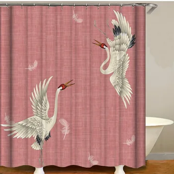 Žerjav ptica tuš zavesa nepremočljiva cvet zavese kopalnica tuš zavesa douchegordijn