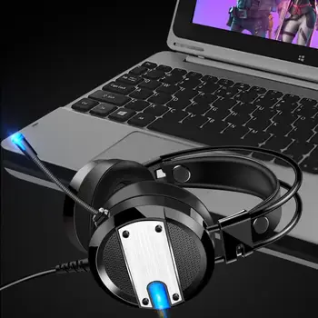 Žične Slušalke Globok Bas Igra Računalnik Slušalke Slušalke z Mikrofonom, LED Luči Gaming Slušalke za PC Prenosni Računalnik