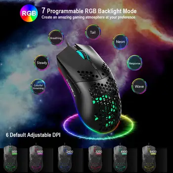 Žično Gaming Miška, USB Optični LED Računalnik Miške Za Laptop PC Igre Profesionalni Igralec 7 RGB Svetlobe