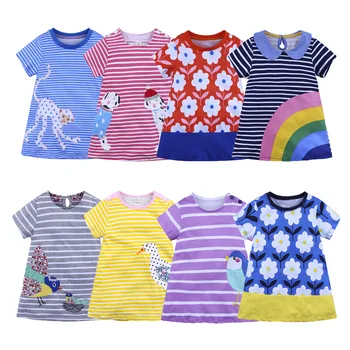 1-6 Let Dekleta Obleko T-Shirt Trak Poletje Bombaž Obleke, otroška Oblačila, Vezenje Dekleta Kostum Stranka Obleke Za Otroke