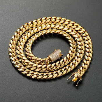 10 mm Širok Nerjavečega Jekla Kubanski Miami Povezavo Verig Ogrlice za Moške Hip Hop Rock nakit CZ Cirkon Nastavite Bling Ledeni Iz Povezavo Verige
