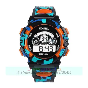 100 kozarcev/veliko HONHX 62 camo slog otroci digitalni watch silikonski material šport zapestje gledati na debelo digitalno uro za unisex