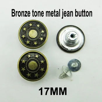 1000PCS 17 MM besedo SERIJE metal kavbojke gumb za šivanje obleke, pribor pismo jean star gumbi JNB-001