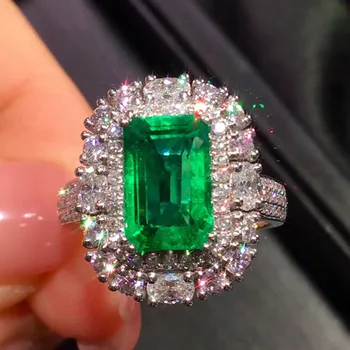 10K Zlati prstan Laboratoriju Ustvarili 5ct Emerald in Moissanite Diamantni Prstan Z nacionalno potrdilo o Em-021