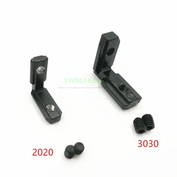 10pcs Black nove T Režo L Vrsta 90 Stopinj 2020 EU Aluminij Profil Znotraj Kotu Priključkom Nosilec Z Vijakom za CNC 3D tiskalnik