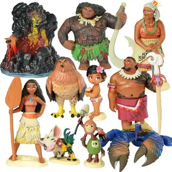 10pcs/set Risanka Moana Princesa Legenda Vaiana Maui Glavni Tui Tala Heihei Pua Dejanje Slika Dekor Igrače Za Otroke Darilo za Rojstni dan