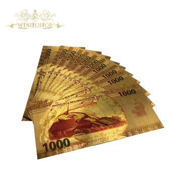 10pcs/veliko Lepo 24k Gold Bankovcev S Kitajski Zmaj Oblikovanje Kitajske Valute Račun za 1.000 RMB Bankovec Za Zbiranje Denarja