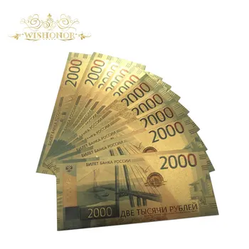 10pcs/veliko Vroče Prodaje Rusija Zlato, Bankovci, 2000 Rubljev Bankovcev v 24k pozlačeni papirnati Denar Za Zbiranje In Darila