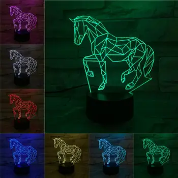 12 Vrste Konj 3D LED USB Lučka 7 Barve Dotik Daljinsko Spalna Živali Noč Svetlobe Doma Deocration Luminaria Otrok Rojstni dan Presen
