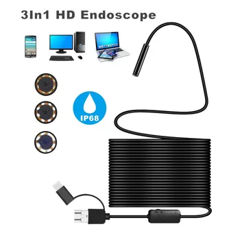 1200P Android 8 MM Micro USB Tip-c USB 3-v-1 Računalnik Uho Čistilo Endoskop Borescope Cev Nepremočljiva Pregled Video Kamera