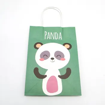 12pcs Cartoon Živali, Darilne Vrečke, Papir Džungle Tema Stranka Sladkarije Uslug Torba z Ročajem Panda Žirafa Rojstni dan Dobave Otroci