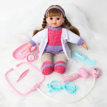 14 palčni bebe prerojeni Lutke veren simulacije zvok Medicinske orodja Baby 36 cm mehke Silikonske dolge lase medicinske Sestre oblačila za Igrače dekleta