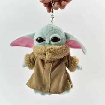 15 cm Plišastih Mandalorian Baby Yoda Keychain Star Wars Slika Srčkan Yoda Silikonski Ključnih Verige Risanka Vrečko Avto Keyrings