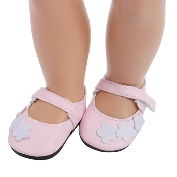 18 Inch Ameriški Lutka Dekleta Čevlji Srčkan Roza Lok Obleko, čevlji za Novorojenčka Otroška Igrače Oprema Fit 18 Inch Dekleta Lutka Darilo s20