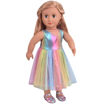 18 inch Dekleta lutka obleko Mavrica princesa čipke obleko Ameriških novorojenčka krilo Otroške igrače fit 43 cm lutke otroka c861