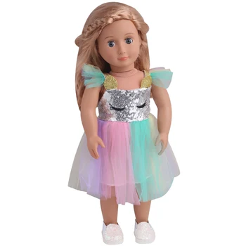18 inch Dekleta lutka obleko Mavrica čipke obleko Ameriških novorojenčka krilo Otroške igrače fit 43 cm lutke otroka c874