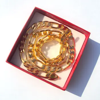 18 k Solid Gold, ki je Napolnjena VERODOSTOJNO 18 k ožigosan 10 mm fino Figaro Verige ogrlico V Najboljši