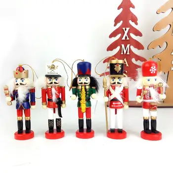 1set Lesene Nutcracker Lutkovno Namizno Dekoracijo Božični Okraski, Risanje Orehi Vojaki Band Lutke Božično Drevo Decor