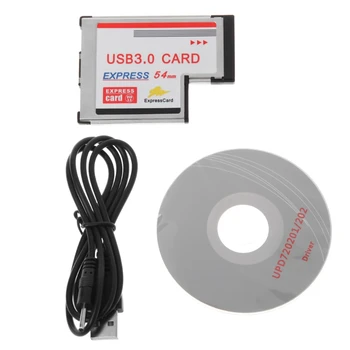 2 Dual Port USB 3.0 HUB Express Kartico ExpressCard Skrite 54 mm Adapter za Prenosnik