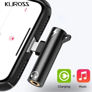2 In1 Audio Slušalke Polnjenje Dvojni Tok Cepilec Za iPhone Xs Max X 7 8 Plus Za 3.5 mm Jack za Slušalke AUX Priključek za Kabel