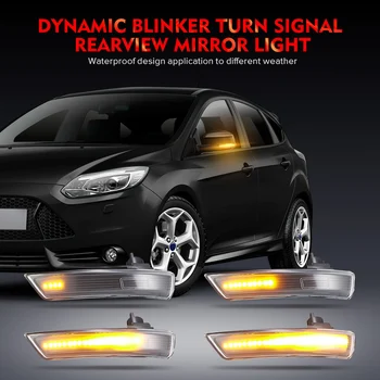 2 kosa Za Ford Focus 2012-2018 Dinamično Vključite Opozorilne Luči Blinker Repetitorja Svetlobe LED Strani Krilo Rearview Mirror Indikator