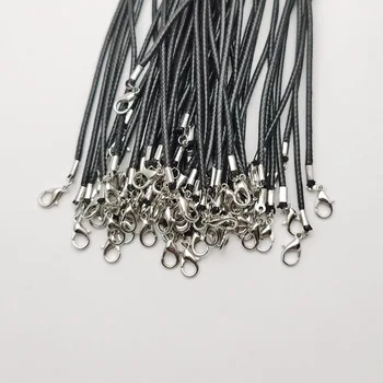 2 mm debelo 58+5 cm nakit zaponko jastog zaponko Ogrlica Vrv vosek Usnje Kabel črno ogrlico vrvica za opaljivanje tega obesek vrvice 100 kozarcev/veliko