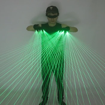 2 v 1 Zeleni Laser Rokavice DJ Pevka Bar, nočni klub Laser Show Rekviziti LED Robot Mehanske Multi-ray Rokavice
