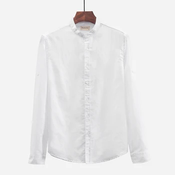 2018 Novi Kitajski stil long sleeve majica moški blagovna znamka modnih moške srajce trdna siva majica moški plus velikost Jeseni srajce srajca