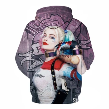 2018 Vroče Prodaje Moški Ženske fashion Majica Samomor Moštva New Quinn Kostume Hoodies Novost 3D Hooded zgornji del trenirke jakna